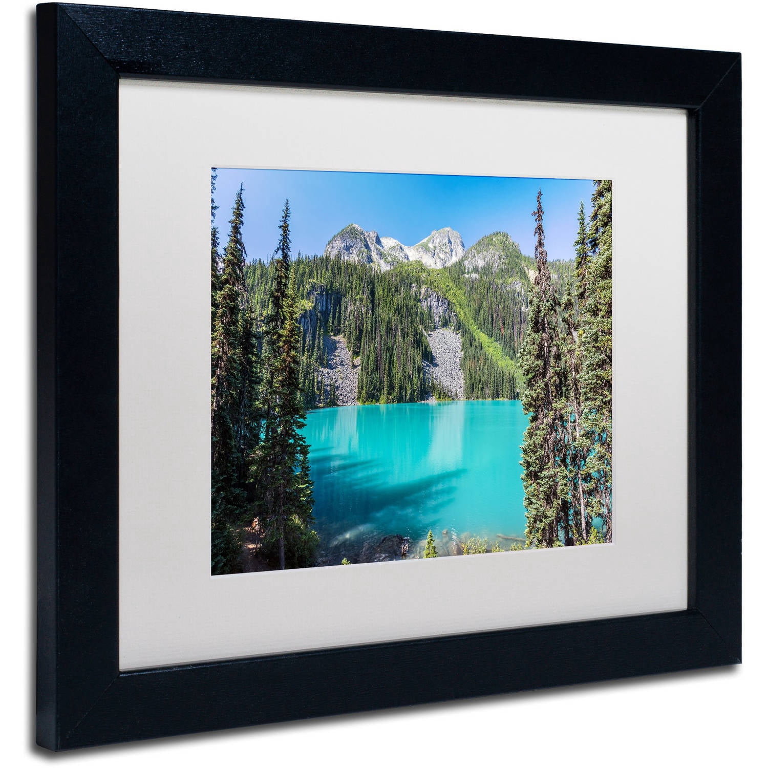 Trademark Fine Art 'Turquoise Lake' Canvas Art by Pierre Leclerc, White Matte, Black Frame