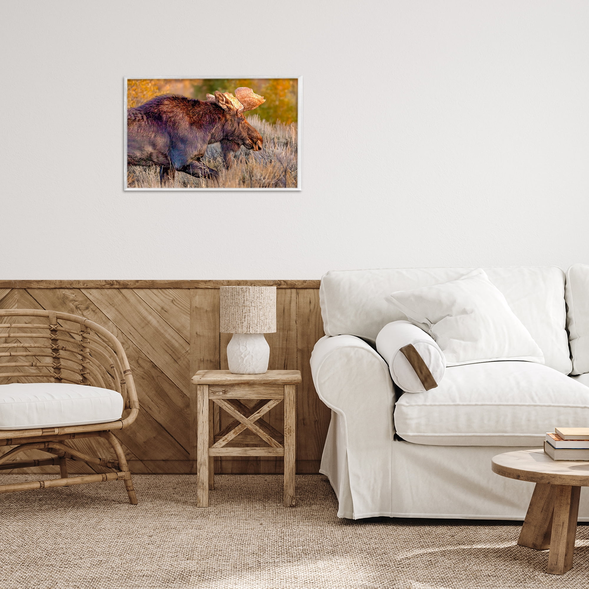 Stupell Industries Bull Moose At Dusk White Framed Giclee Art, design by Shelley Carlisle