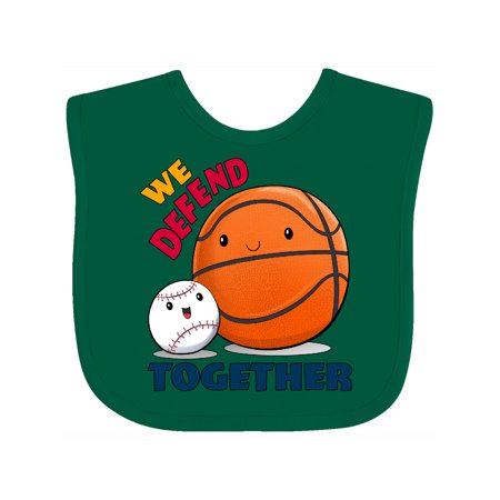 

Inktastic We Defend Together- baseball basketball Gift Baby Boy or Baby Girl Bib