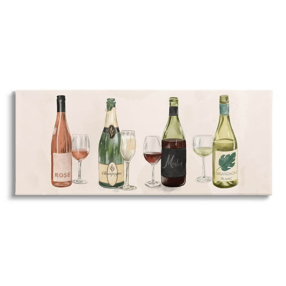 Various Wine Champagne Bottles Food & Beverage Graphic Art Gallery Wrapped Canvas Print Wall Art