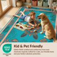 thumbnail image 4 of Design&I 2'x3' Washable Throw Rug Low Profile Daily Traffic Ready Accent Layout Coral Reef Border Marine Ocean Nautical Seashell Fish Turtle Refined for Hallway, Laundry Room, 4 of 7