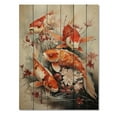 thumbnail image 3 of Designart "Koi Fish Fishing Contemporary wall art I" Animals Print on Natural Pine Wood, 3 of 5