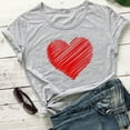 thumbnail image 2 of Hauts d'Été pour Femmes 2023 Hauts pour Femmes Col Rond Manches Courtes T-Shirt Imprimé en Forme de Cœur Chemise Décontractée Blouse, 2 of 3