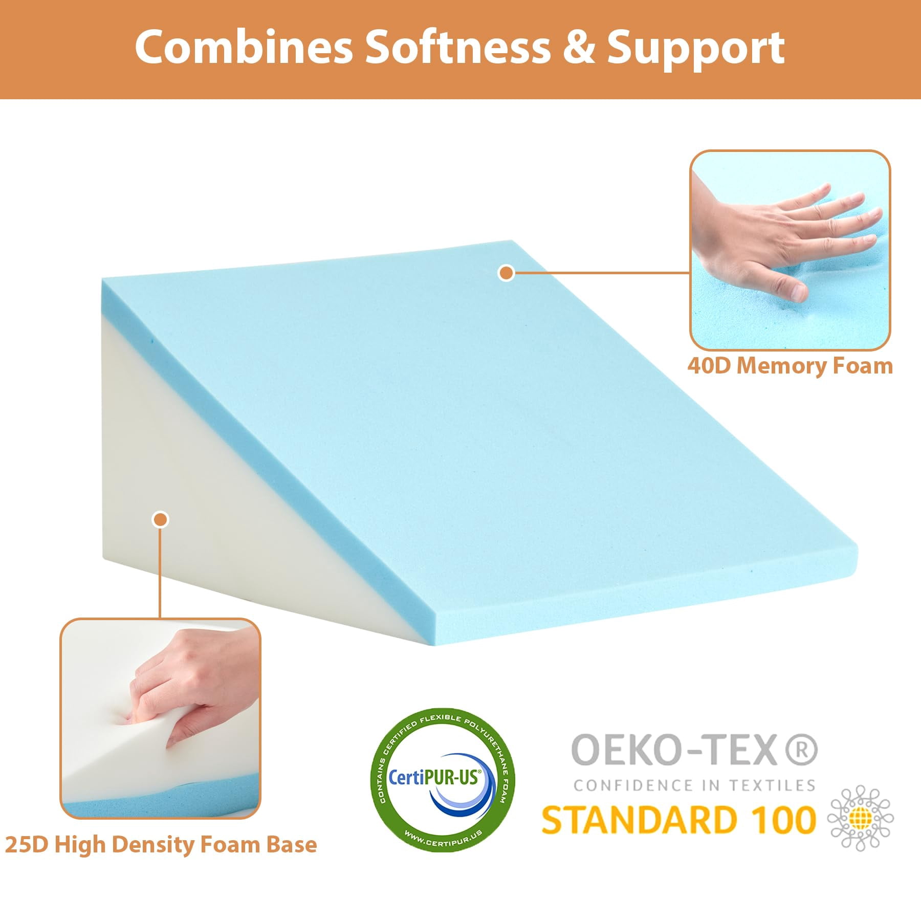 Wedge Pillow  Adjustable For Sleeping 9&12" Bed Set After Triangle Memory Foam Wedges Headboard Acid Reflux Grey
