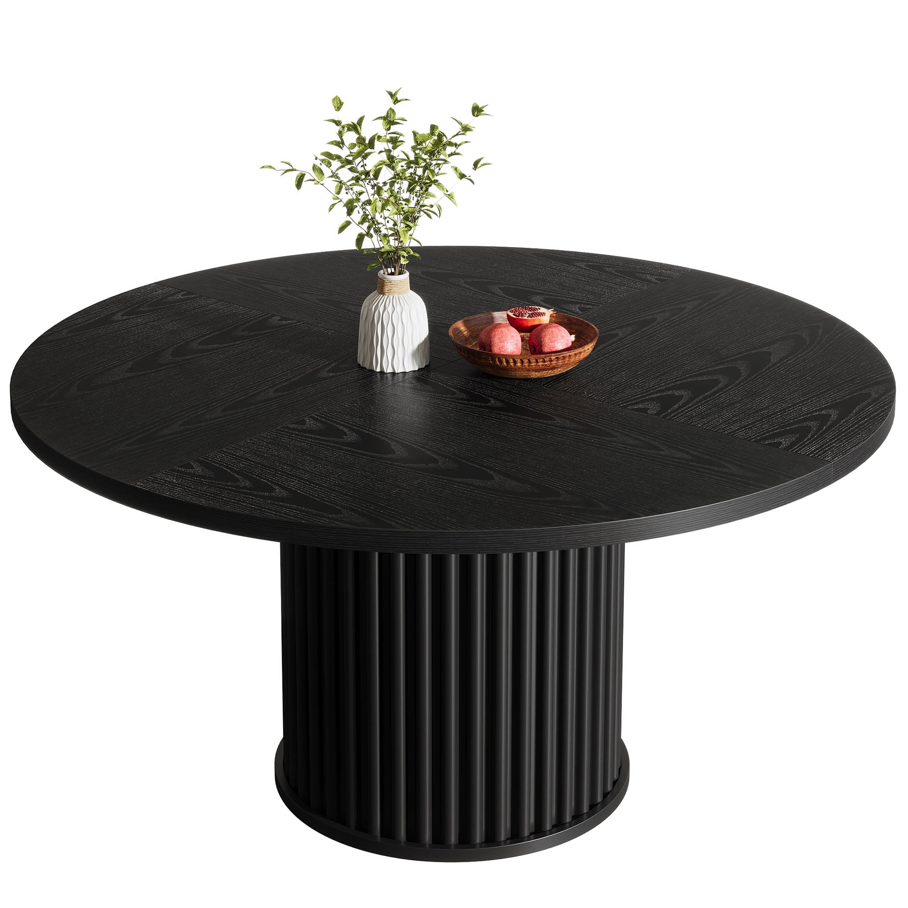 Fnova 47.24" Round Dining Table, Wood Coffee Table for 4 People, Modern Farmhouse Kitchen Table for Dining Room (Chairs Not Included)