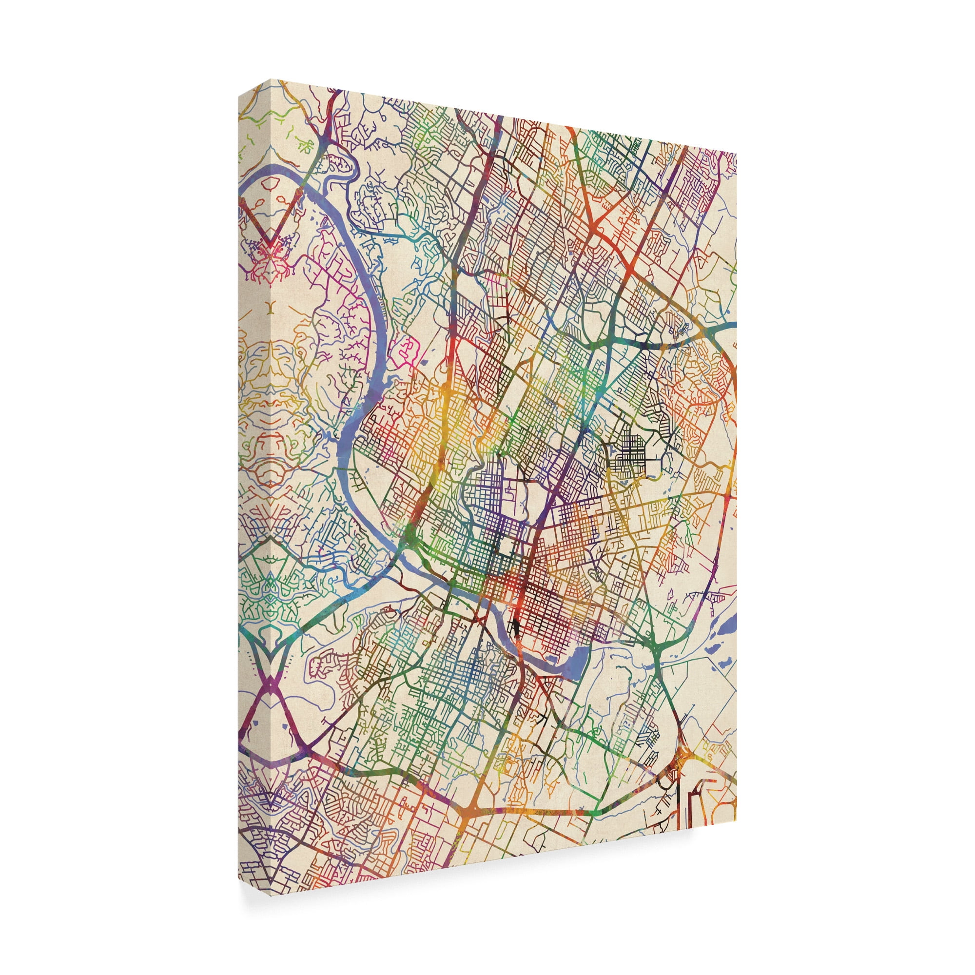 Trademark Fine Art 'Austin Texas City Map III' Canvas Art by Michael Tompsett