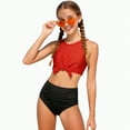 thumbnail image 5 of UAYOTSE Girls Swimsuit Solid Color Block Adjustable Straps Teen Girl Bikini Set Kids Bathing Suits for Girls,Sizes 5-6 Years, 5 of 9