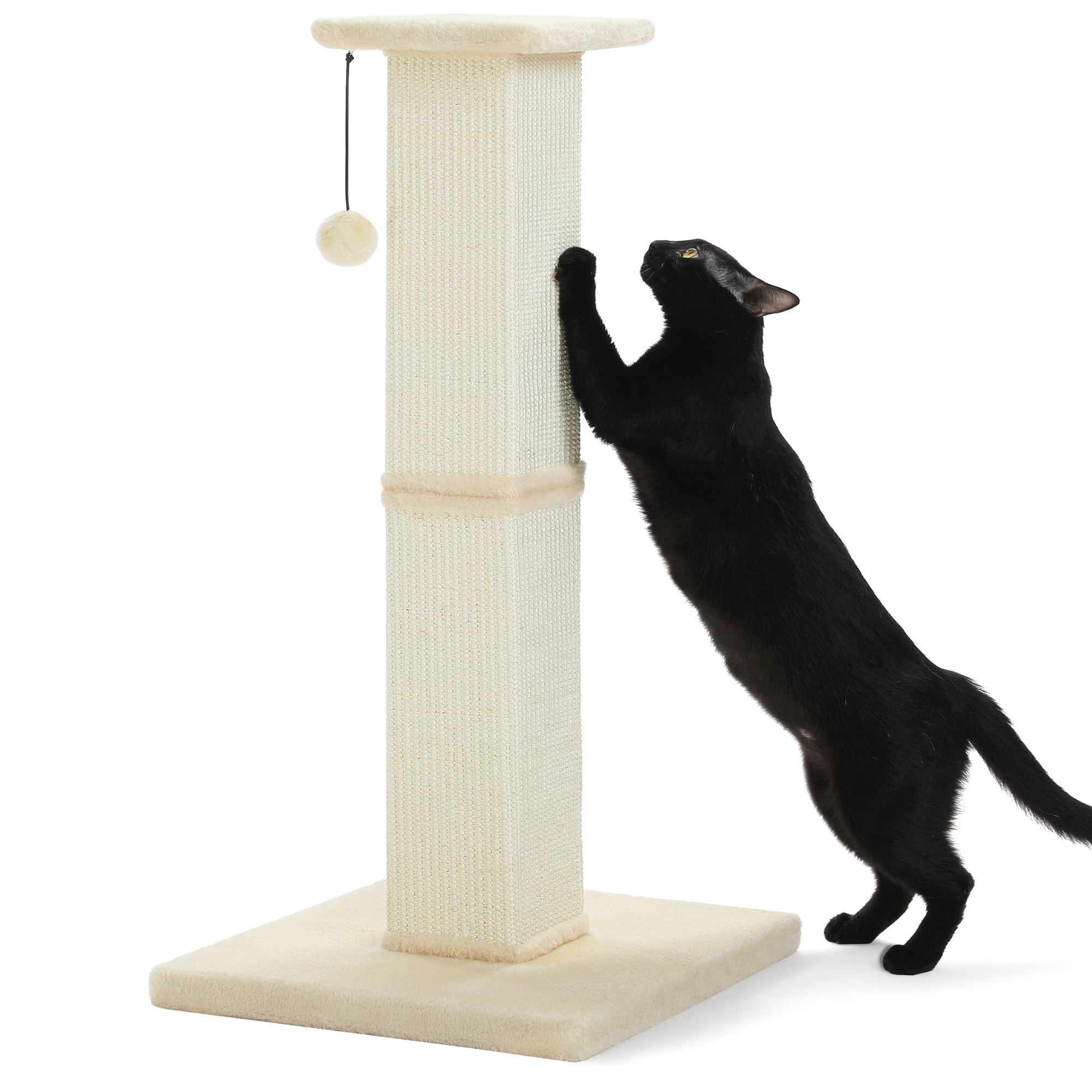 PAWZ Road 32" Tall Sisal Cat Scratching Post for Indoor Cats - Durable Cat Scratcher with Wide Base, Beige