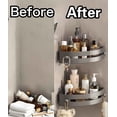 thumbnail image 3 of 3-Tier Corner Shower Shelf No Drilling Adhesive Wall Mounted, Waterproof Bathroom Shower Caddy Organizer, No Hooks Space Saving PP Material Shower Corner Shelf for Bathroom - Gray, 3 of 8