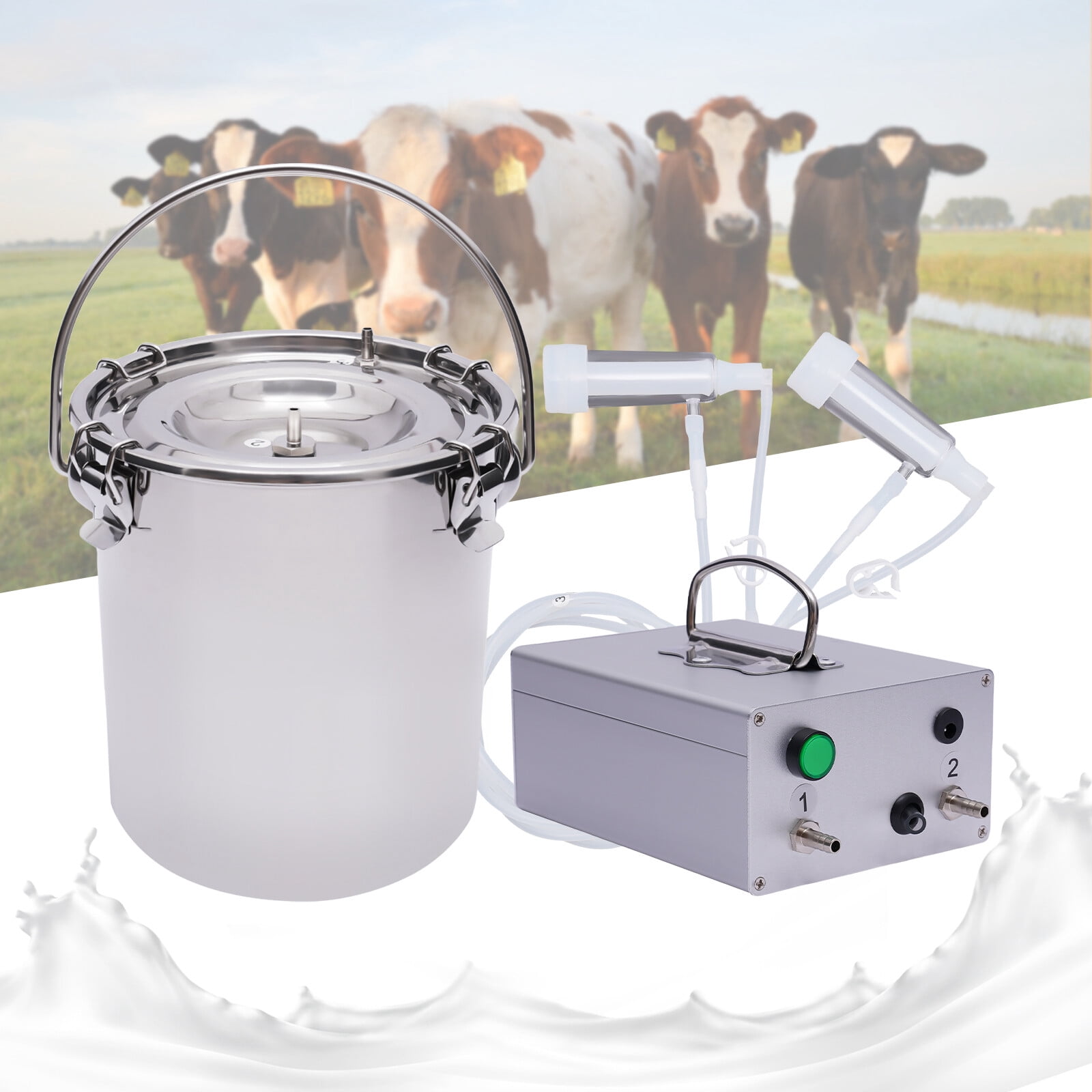 PEAKORA5L Portable Electric Dual Head Sheep Goat Milking Machine Cow Milker Vacuum Pump