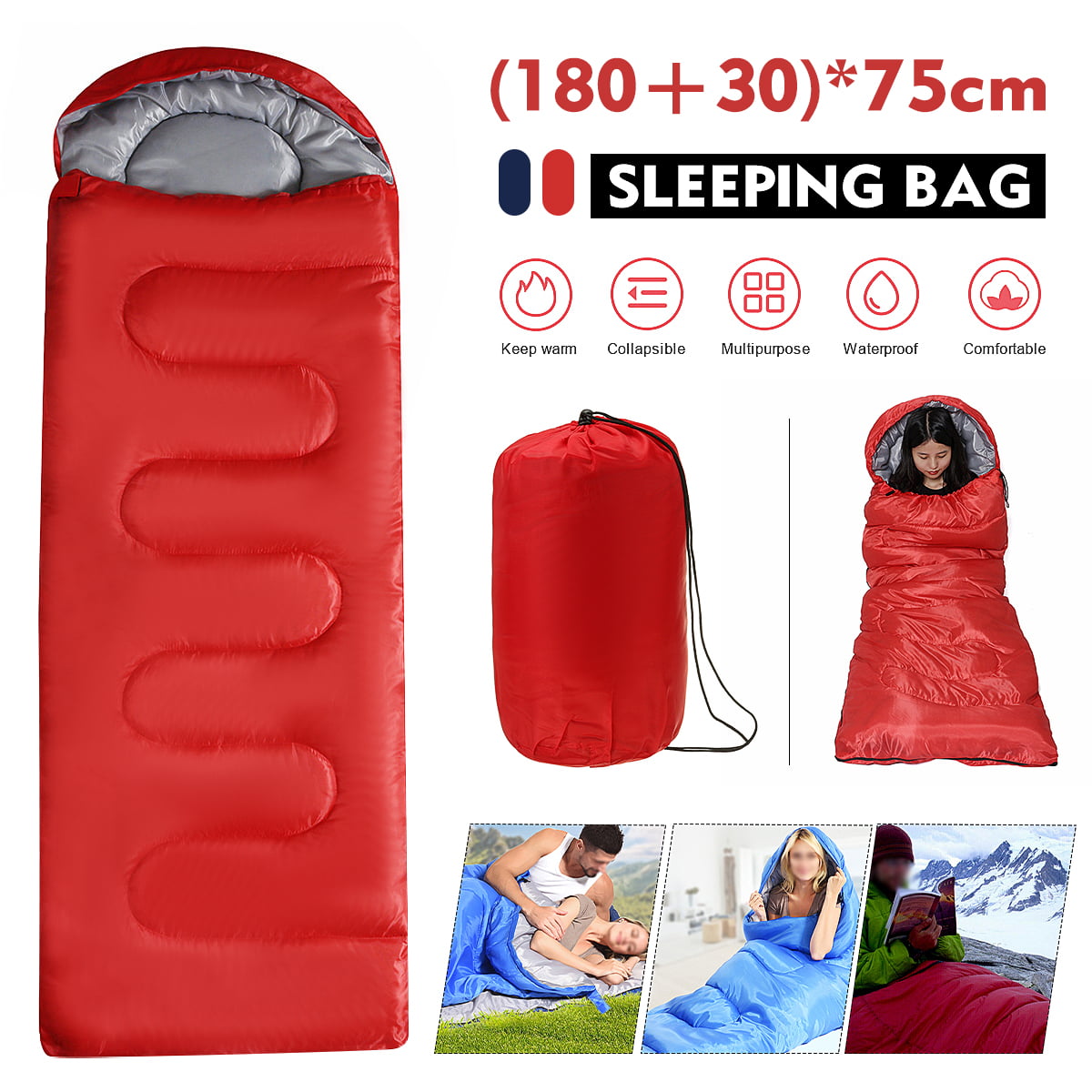 Mountaineering for 3 Seasons Teenagers and Adults OLIV-Waterproof Camping Can be Used Hiking Compact Camping Backpack Sleeping Bag Lightweight Suitable for Children 