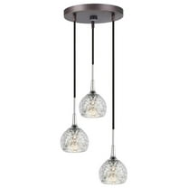 Woodbridge Lighting Bristol 3-Light Glass Pendant in Chrome/Bronze/Mercury