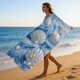 thumbnail image 5 of Toalla de playa con temática marina: estrellas de mar, conchas y tortuga marina. Toalla de microfibra absorbente de secado rápido para nadar, surfear y usar junto a la piscina., 5 of 6