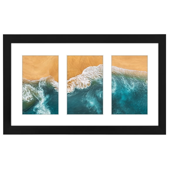 Americanflat 4x6 Picture Frame with Shatter-Resistant Glass Collage Fits 3 Use as One 8x14 Signature - Black