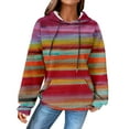 thumbnail image 2 of Purple Hoodies for Women's Cute Oil Painting Gradient Hoodie Drawstring Pullover Sweatshirt Fashionable Casual Sweater Comfortable Spring and Autumn Clothing Fall Tops for Women 2025, 2 of 6