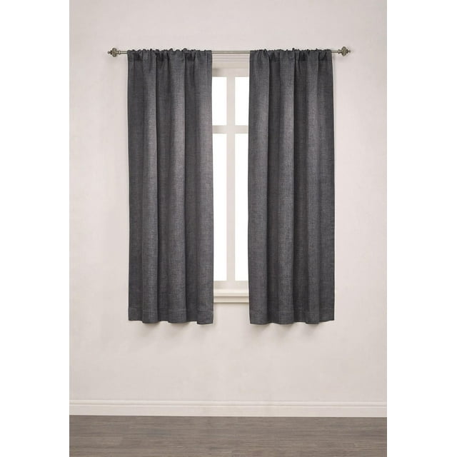 Mainstays Chambray Blackout 63" Window Curtains Panel Pair