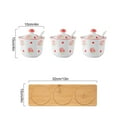thumbnail image 3 of Hand Drawn Pattern Sugar Bowl With Lid, Ceramic Teacup Shape Sugar Pot, Coffee Accessories, Sugar Pourer, Kitchen Storage-Pink Rose-3 Set, 3 of 7