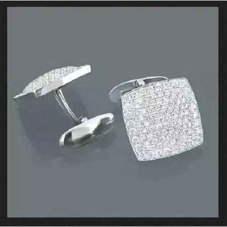 2Ct Round Cut Lab Created Diamond Wedding Men's Cufflinks 14K White Gold Plated