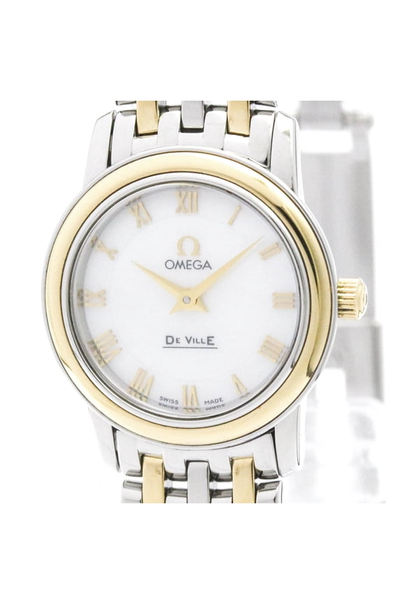 Pre-Owned OMEGA De Ville Prestige MOP 18K Gold Steel Quartz Ladies Watch 424.20.24.60.05.001...