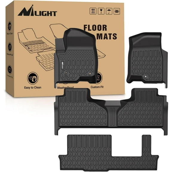 Nilight TPE Floor Mats for 2021 2022 2023 2024 2025 Chevy Chevrolet Tahoe GMC Yukon Cadillac Escalade Bench Seating, All Weather Custom Fit Heavy Duty Floor Liners