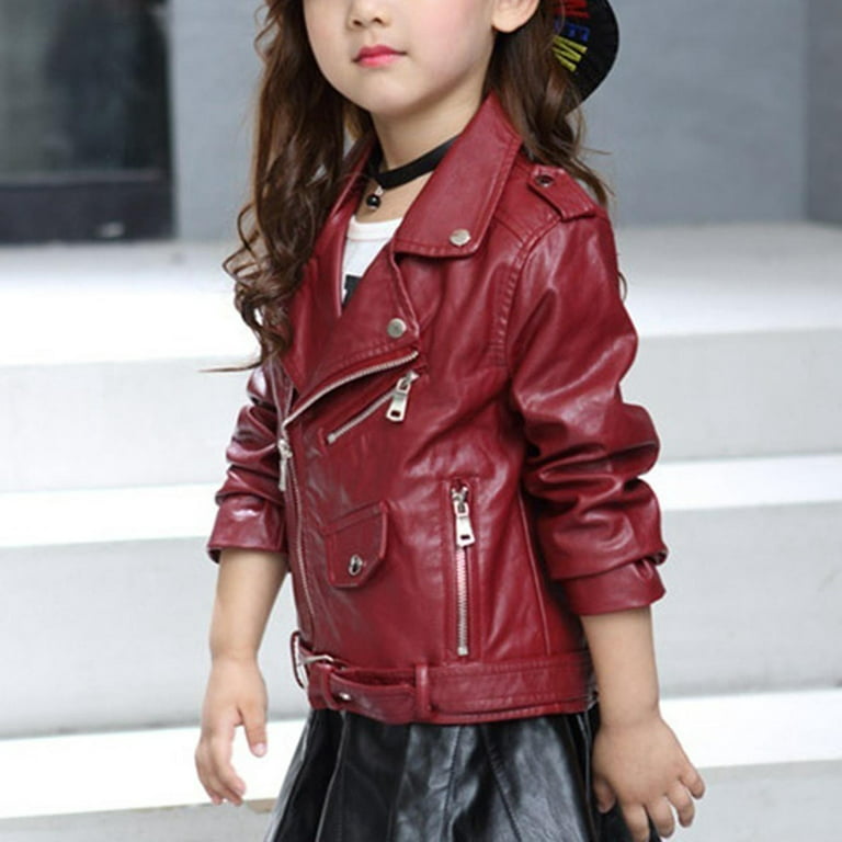  Girls Short Jacket Coat 3-12 Years Old,Fashion Infant Toddler  Girls Kids Autumn Winter Leather Zipper Outerwear: Clothing, Shoes & Jewelry