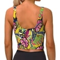 thumbnail image 4 of Goofa Colrful Tropical Leaves Printed Sports Bras for Women, High Impact Running Bra Workout Crop Tank Tops Longline Sports Bra Push up-Large, 4 of 9
