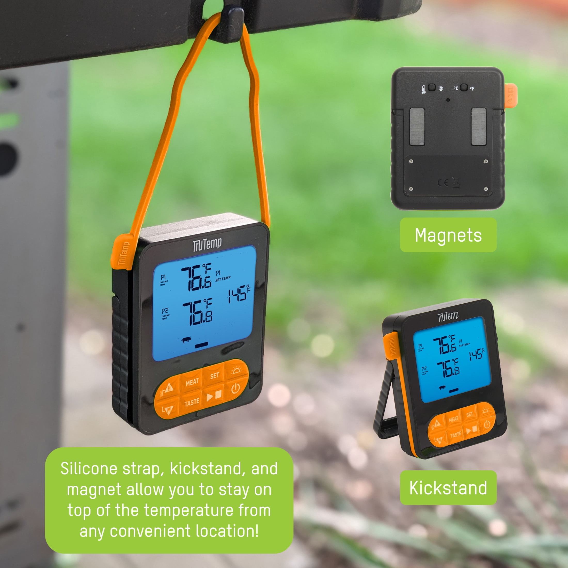 TruTemp Digital Dual Probe Programmable Meat Thermometer for Grilling, Smoking, & Cooking, Orange