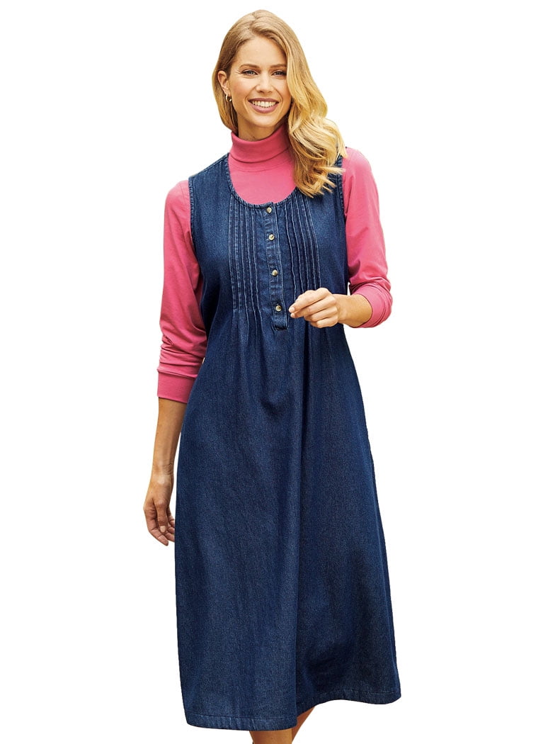 denim jumper dress knee length