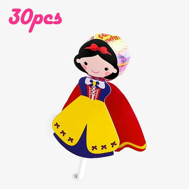 Princess Snow White Superhero Lollipop Decoration Cards for Kids Boy Girls Birthday Party Gift Cake Accessories Candy Packaging
