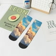 thumbnail image 5 of Salouo Cloud Sleeping Cat Pattern Unisex Middle Tube Socks,Middle-Finger Knee High Socks Over The Calf Tube Stocking Crew Stockings for Women and Men Tube Socks, 5 of 8