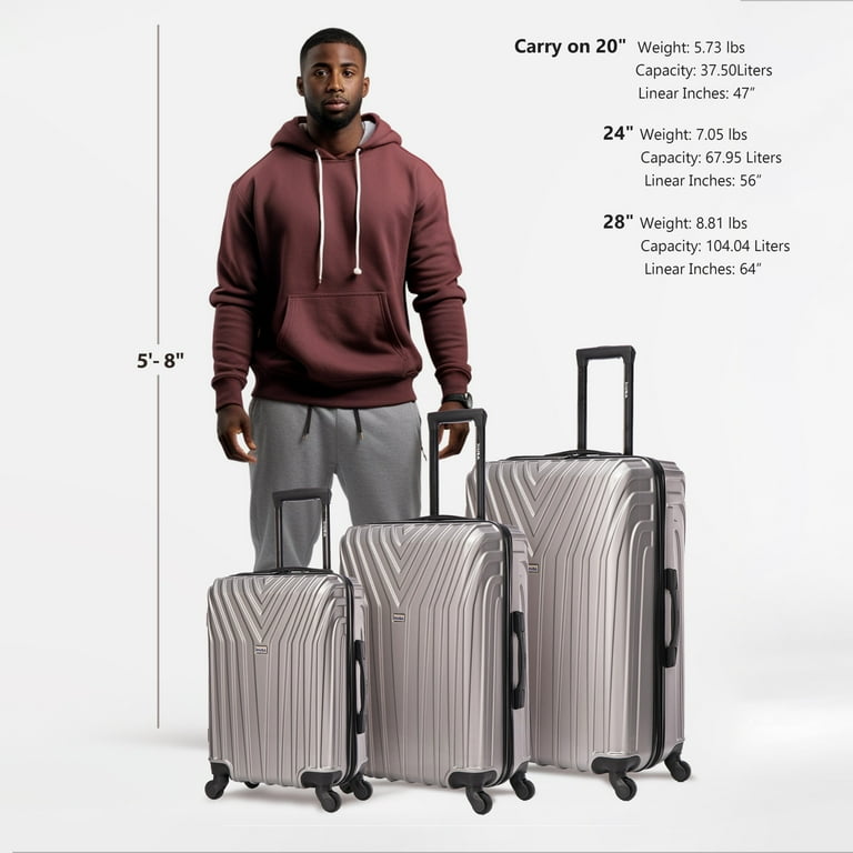 InUSA Vasty 3-Piece Hardside Luggage Set, Spinner Wheels, Handle