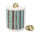 thumbnail image 3 of Forest Piggy Bank, Silhouettes of Birch Trees with Foliage Leaves in Snowy Winter Season, Ceramic Coin Bank Money Box for Cash Saving, 3.6" X 3.2", Pale Blue Maroon Cream, by Ambesonne, 3 of 4