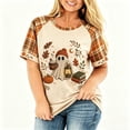 thumbnail image 6 of IYYVV Plus Size Halloween Shirts for Women Cute Ghost Pumpkin Print Plaid Short Sleeve T-Shirts Orange XL, 6 of 6
