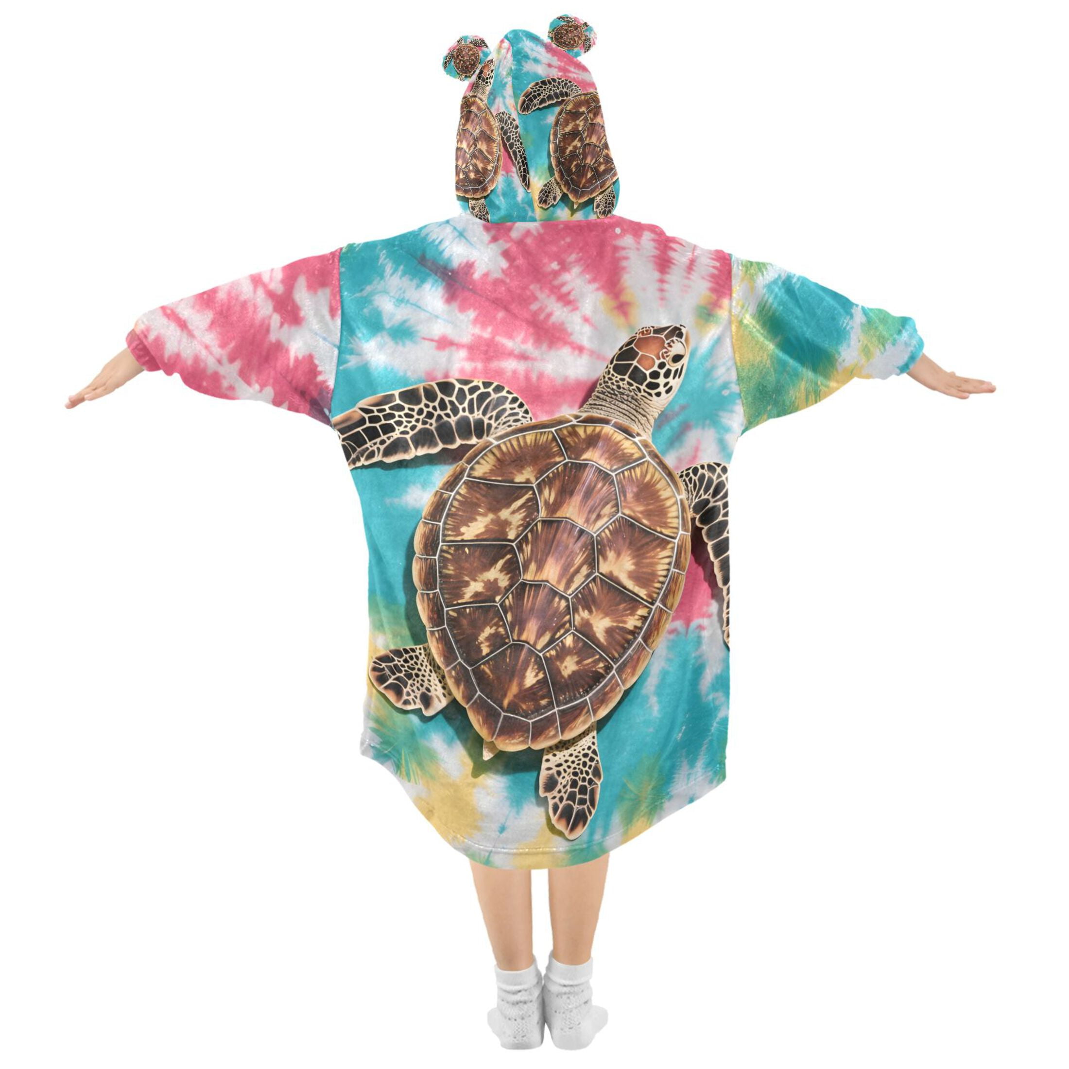 joogoo Wearable Blanket Hoodie Turtle Tie Dye for Flannel Sherpa Pocket 3-14 YR S