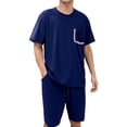 thumbnail image 2 of Kureaily Men's Summer Pajamas Home Suit Short Sleeve Shorts Young People Can Wear Home Clothes T-Shirt Pajama Set, 2 of 5