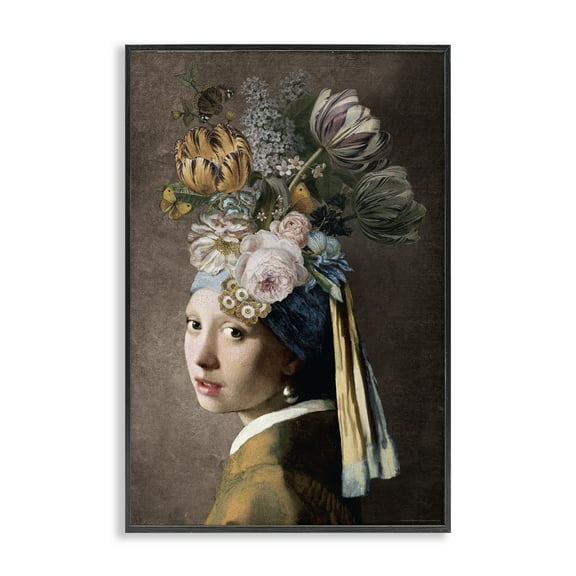 Stupell Industries Classic with Vintage Blooms People Painting Black Framed Art Print Wall Art, 12 x 18
