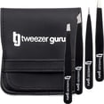 thumbnail image 1 of wqlpp-4-Piece Tweezer Set - Slant Tip and Pointed Tweezers Set - Great Precision Tweezers for Eyebrows, Splinter and Ingrown Hair Removal (Black, Pack of 4), 1 of 4