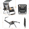 thumbnail image 2 of ZOPan 29in Zero Gravity Chair, Adjustable Patio Padded Anti Gravity Recliner Foldable Outdoor Lounger with Cup Holder Tray, Canopy Shade and Headrest for Beach Camping Gray/Black/1, 2 of 9