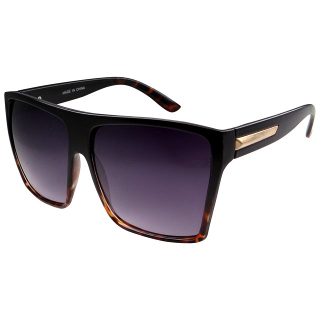 grinderPUNCH Large Retro Style Square Aviator Polycarbonate Flat Top Sunglasses
