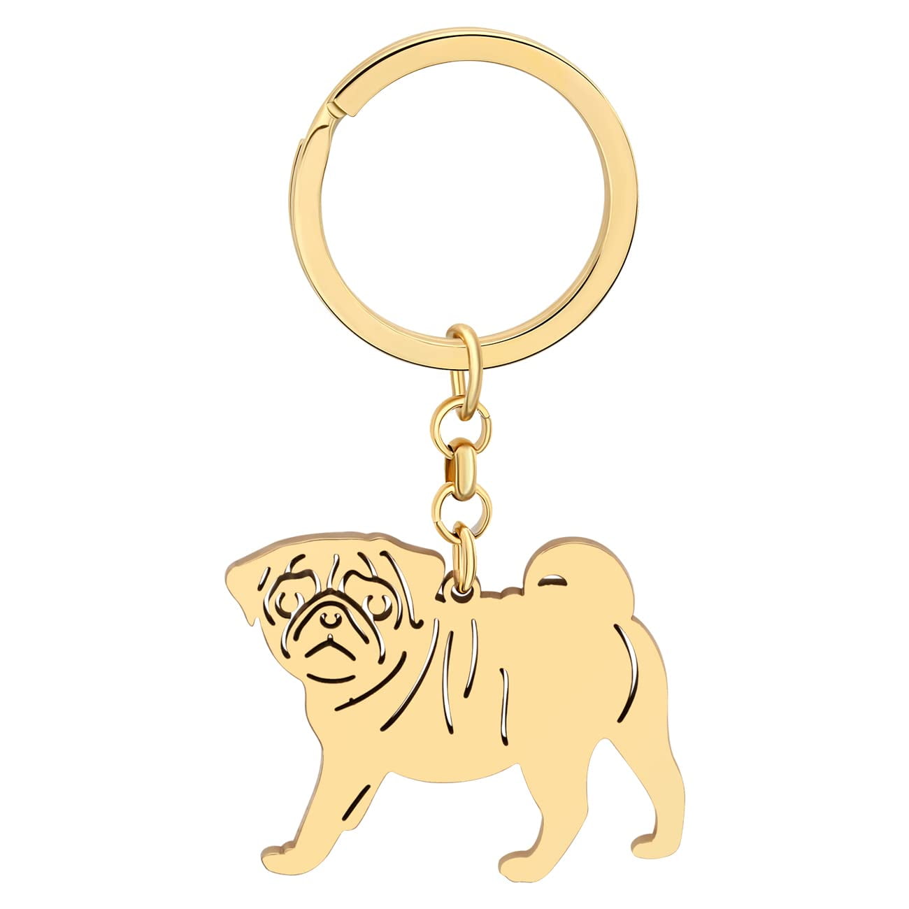 Pug Lover s 18K Stainless Steel Keychain Cute Pug Gifts Dog Keyring Charms Pug Decor Purse Car Accessories Gold Plated Walmart