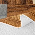 thumbnail image 5 of Castle Fairy Mid Century Wood Geometric Inlay Quilt Full 3-Piece,Minimalist Textured Wood Panel Full Bedspread Sets,Brown Sky Blue,1 Coverlet and 2 Pillowcases, 5 of 7