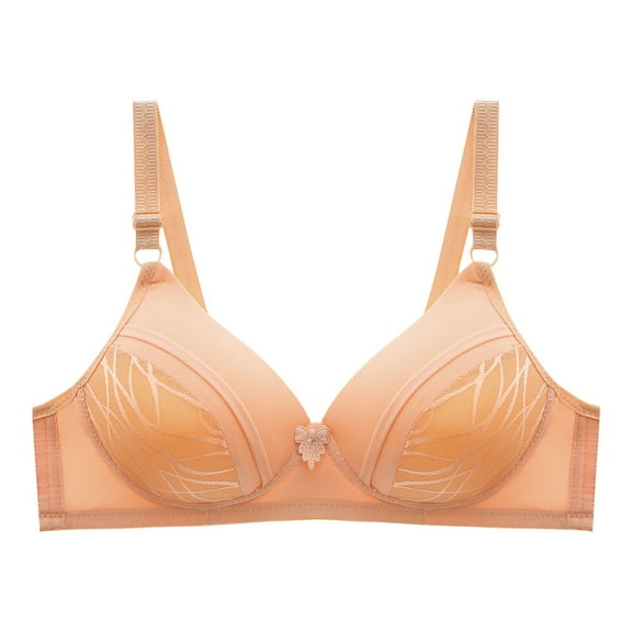 Aofany Woman's Embroidered Glossy Bra Push Up No Rims Adjustable Bras Comfortable Breathable Underwear