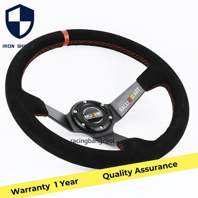 14" Ralliart Suede Leather Deep Dish Drift Steering Wheel for Mitsubishi -