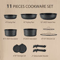 thumbnail image 5 of Carote 11-Piece Pots and Pans Set, Nonstick Cookware Set with Detachable Handles, Dishwasher/Oven Safe, Matte Black, 5 of 8