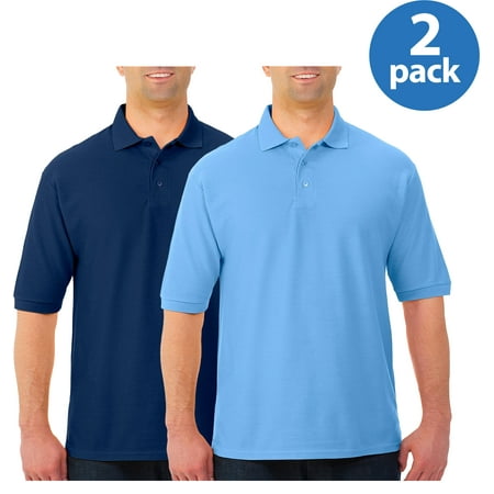 Big Men’s Easy Care Short Sleeve Polo Sport Shirt, 2 Pack For