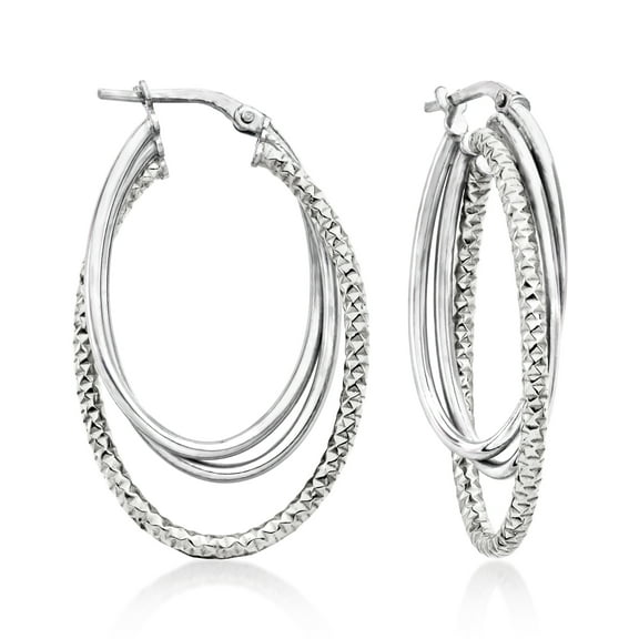 Ross-Simons Italian Sterling Silver Triple-Hoop Earrings, Women's, Adult