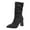 Black, variant on Fesfesfes Fuzzy Boots for Women Fashion Solid Rhinestone Boots Pointed High Heeled Boots Shoes US:6(37)