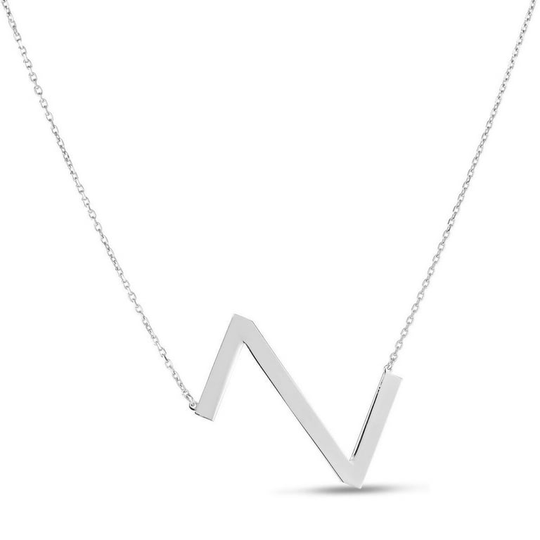 iJewelry2 Sideways Letter V Sterling Silver Initial Pendant Chain