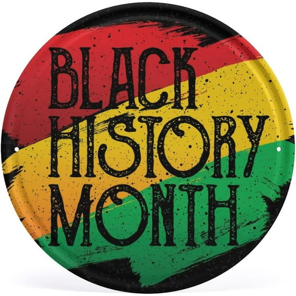 Retro New Metal Tin Sign Black History Month Wreath February Awareness Cultural Pride Social Justice Anti Racism Round Style Wall Poster Wall Decor Door Plaque 12 Inch Diameter