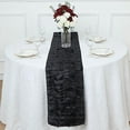 thumbnail image 2 of Balsa Circle 12x108 in Black 3D Leaves Petal Design Taffeta Table Runner Party Events Home Decorations Supplies, 2 of 8